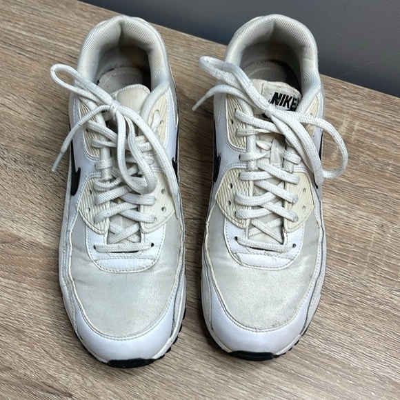 Nike Air Max 90 Shoes Sneakers White Black Leather Textile Size 8 - Picture 5 of 11
